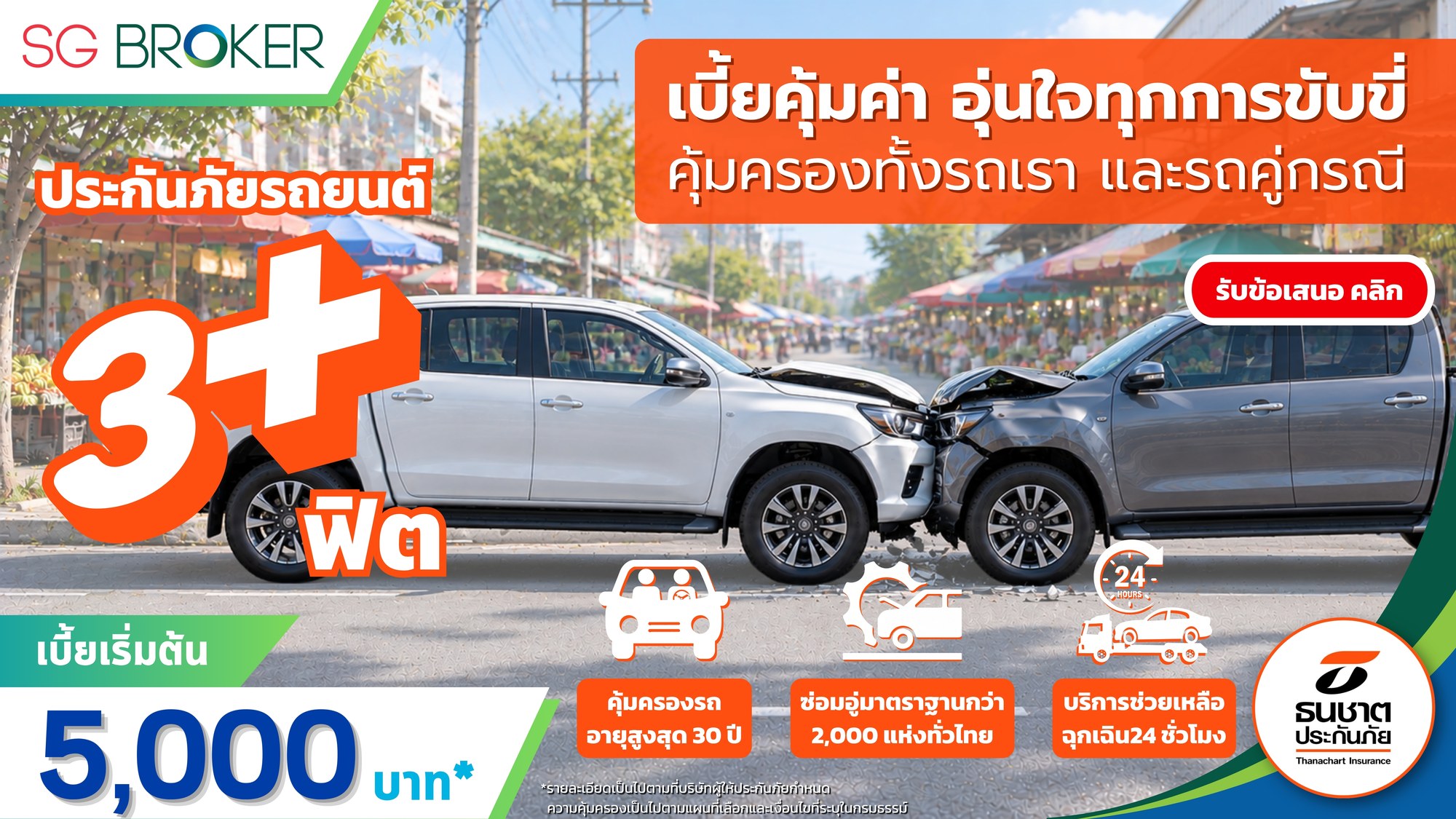 ประกันภัยรถยนต์ ชั้น 3+ ฟิต เบี้ยเริ่มต้น 5,000 บาท